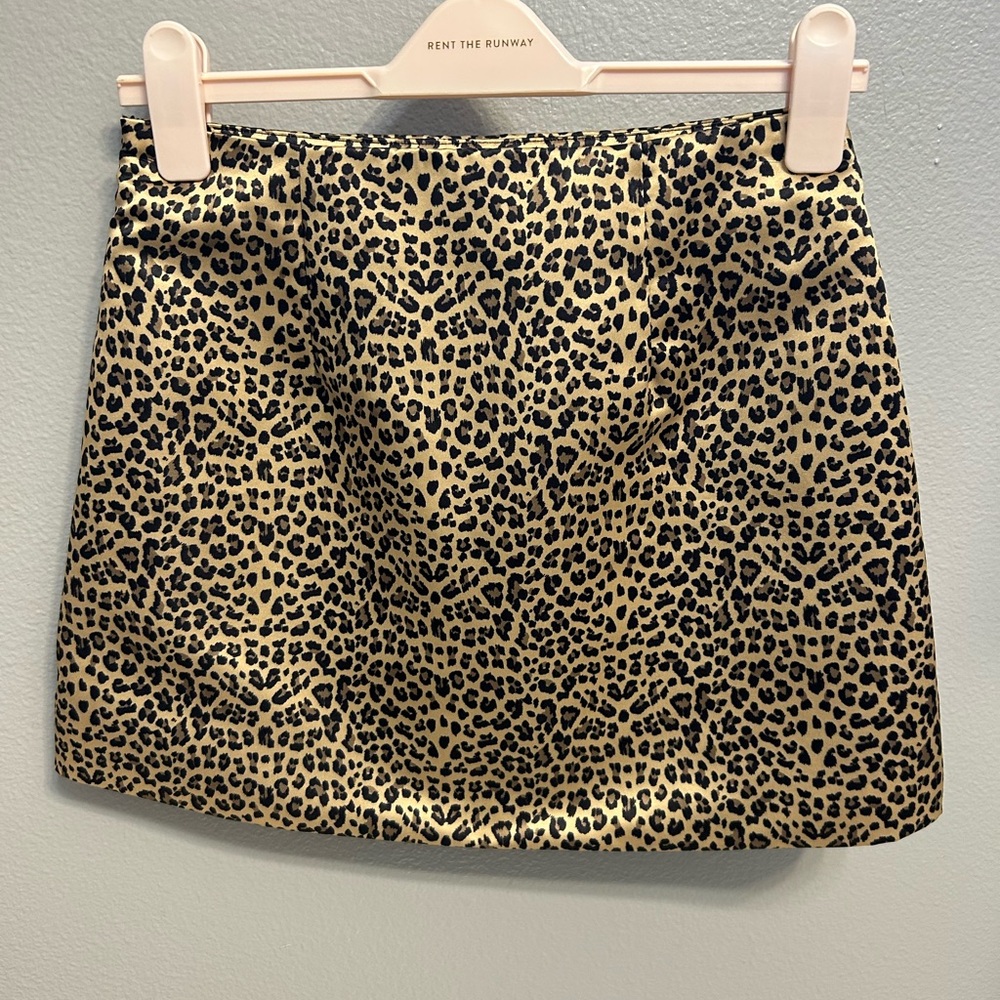 English Factory Leopard Satin Mini Skirt